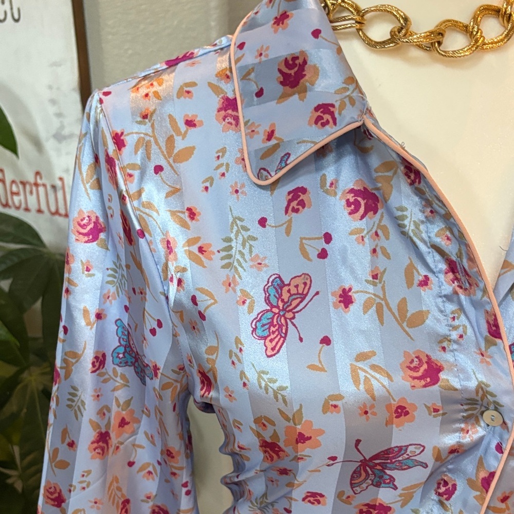 Free People Floral Button-Up Womens Whimsical BoHo Top 🤩 - Picture 3 of 9